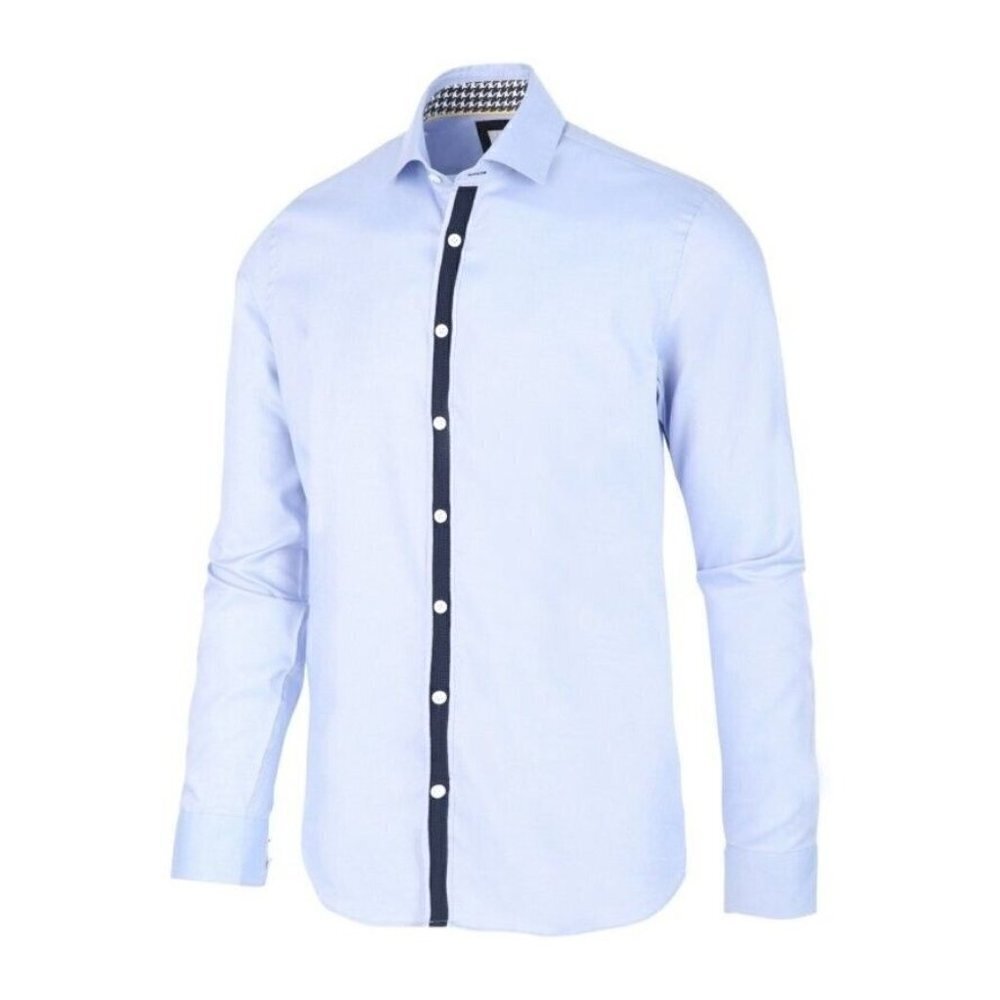 BLUE Industry Button Down Shirt Sz 39 Blue with Contrast Trim Down Front